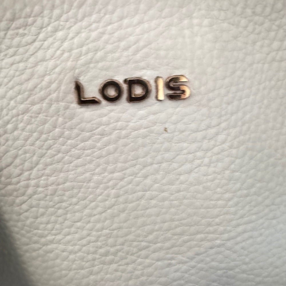 Lodis Crossbody Bag Leather Organizer Shoulder Bag off White Preloved 9.5x10" - Picture 3 of 16
